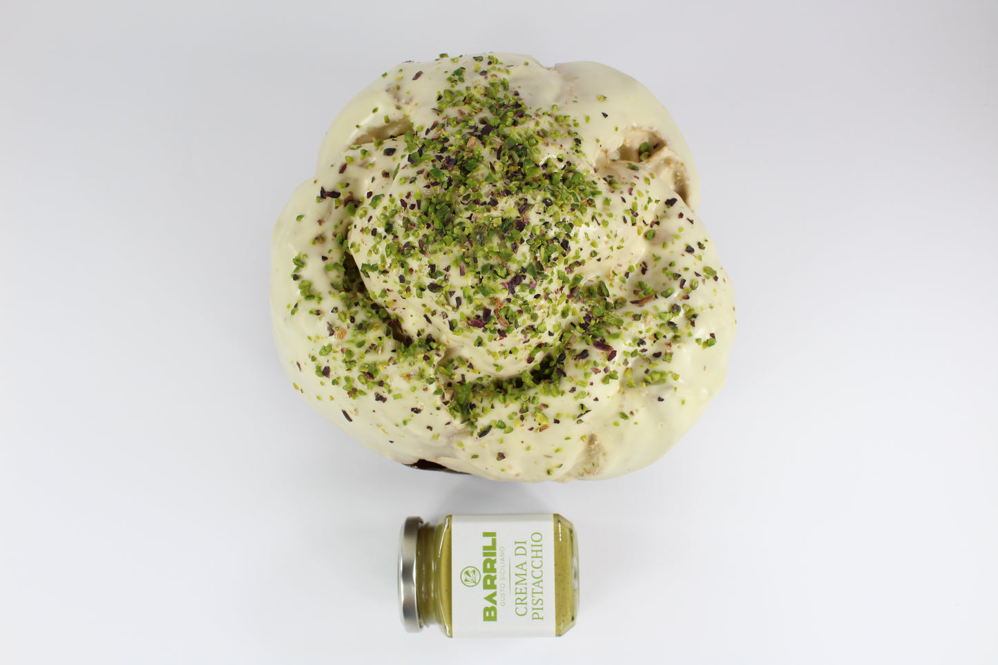 Panettone artigianale al Pistacchio 750 gr. con vasetto di crema al Pistacchio 200 gr.