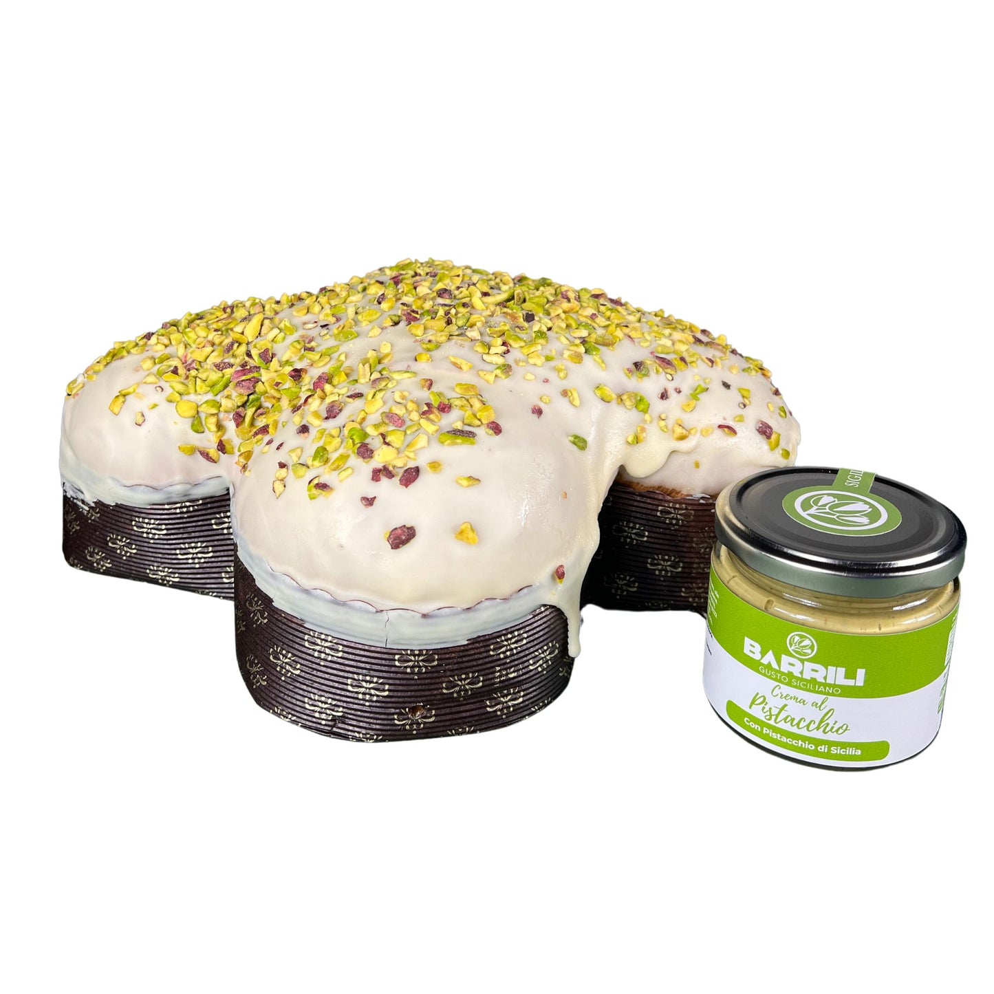 Colomba artigianale al pistacchio con vasetto di crema al pistacchio